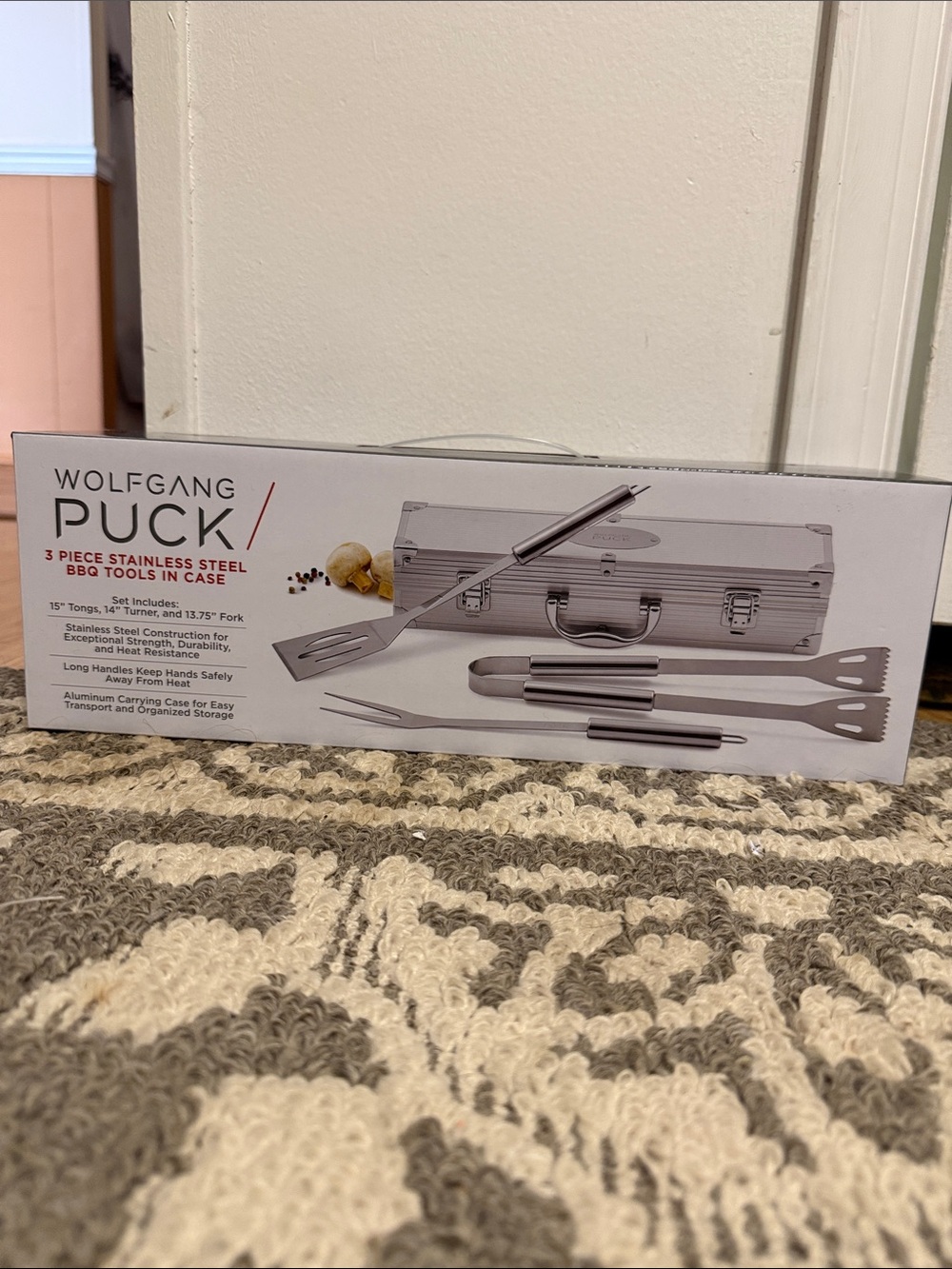 Wolfgang Puck 3piece stainless steel BBQ tools in case
